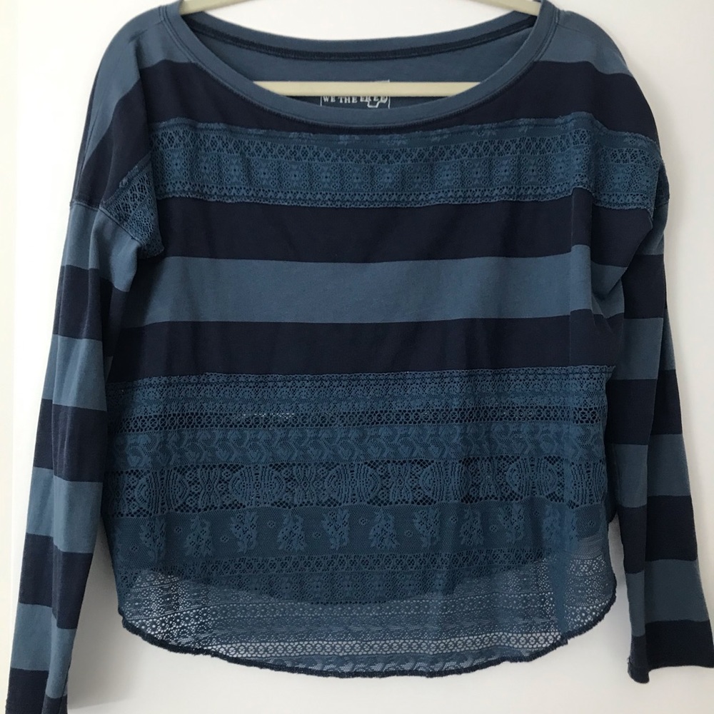 Free People Blue Cropped Long Sleeve - XS